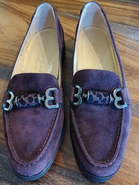 BRUNATE Italy Plum Suede Horsebit Loafers Size 37.5 (7-7.5)